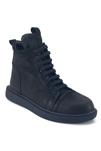 Mammamia 4400 Hakiki Deri Günlük Kadın Bot-Siyah Nubuk