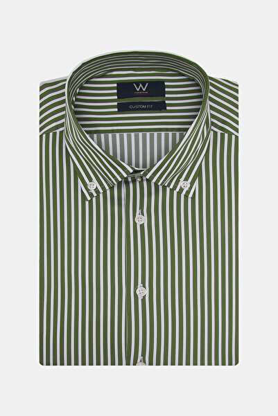 W Collection YEŞİL BEYAZ ÇİZGİLİ GÖMLEK