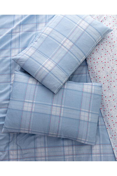 Madame Coco Blanch King Size %100 Pamuk Ranforce Baskılı Nevresim Takımı - Mavi