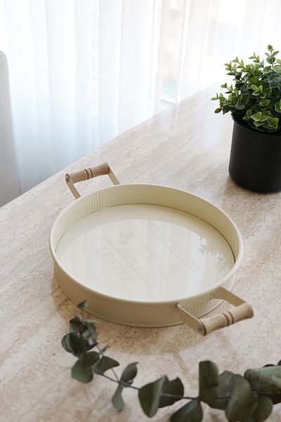 EVLE Round Tray with Wooden Handle 26 cm