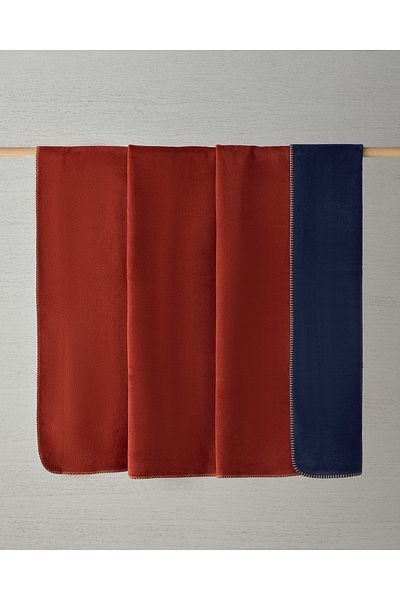 English Home Double Blanket - Plain Cotton, 200X220 Cm, Anthracite-Orange