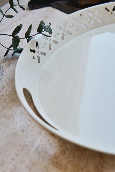 EVLE Metal Oval Serving Tray, Large Tray, Tea Coffee Tray