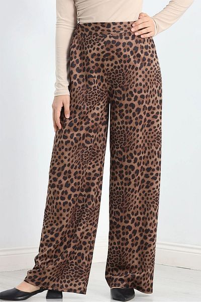 Bestenur Nera Leopard Pattern Trousers 1323 - Black