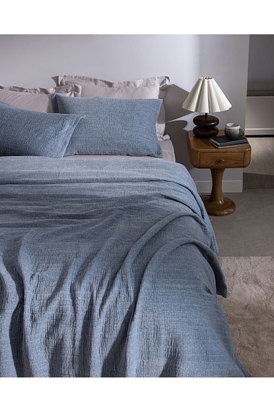 Madame Coco Blue Feolette Double Bedspread