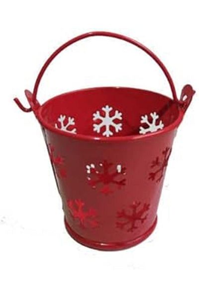 Benim Marifetlerim Snow Patterned Red Metal Bucket 1 Piece