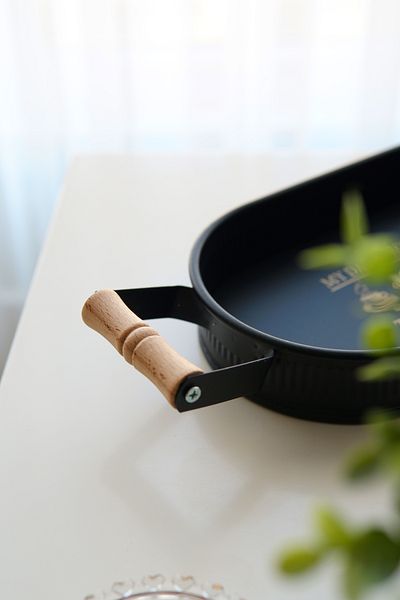 EVLE Metal Tray with Wooden Handles 29 X 15 cm
