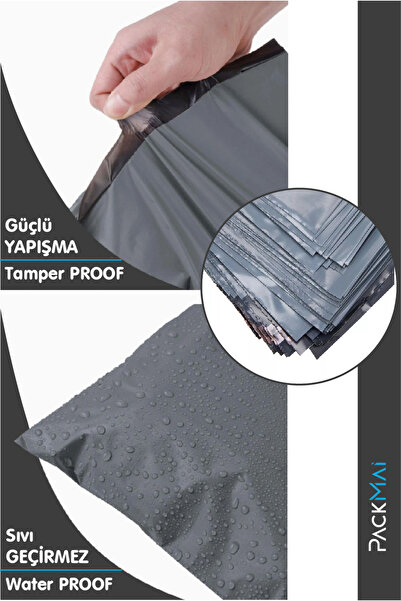 PackMai 24x30 CEPSİZ Gri Kargo Poşeti (1000 Adet) – Ambalaj, Paketleme, E-Ticaret | Sağlam-Suya Dayanıklı