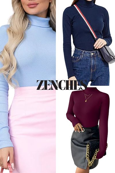 ZENCHES Slimfit Turtleneck Sweater