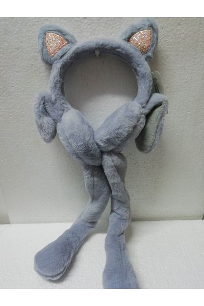 İLHANLAR Plush Earmuff Beanie Hat with Lightless Moving Sound and Playful Ears 6~14 Years