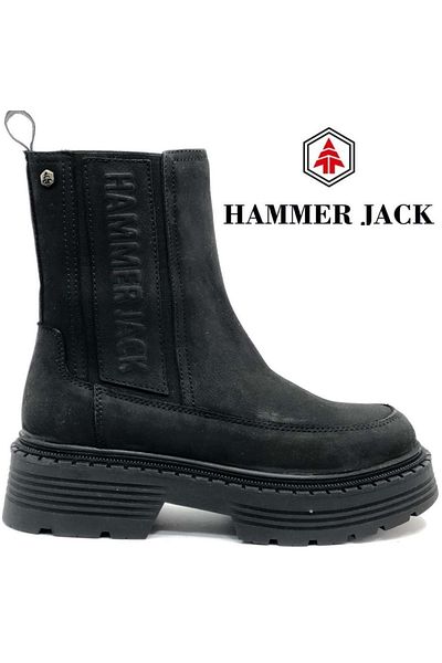 Hammer Jack Weala 102-24595-z Δερμάτινες μακριές μπότες Unisex - Μαύρο