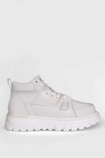 Lufian 111230236 Ανδρικά δερμάτινα αθλητικά παπούτσια Seth Casual High Top ΛΕΥΚΟ