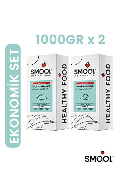 SMOOL İngiliz Karbonatı (2X1000 GR) Içilebilir Katkısız Yenilebilir Gıda Tipi Food Grade 2 Li Set