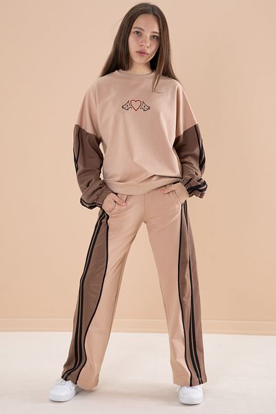 Cansın Mini Striped Mink Suit for Girl - 20105