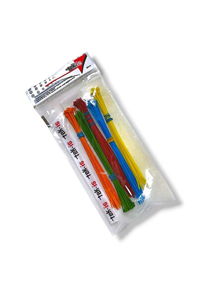 Tek-İş Plastik Kablo Bağı Klipsi Cırt Kelepçe Karışık Renk Set 200 Mm 5 Renk X 20 Toplam 100 Adet