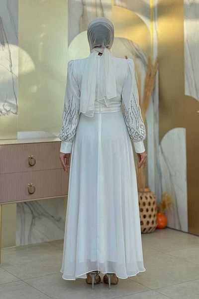 Bym Fashion Βραδινό φόρεμα εκρού