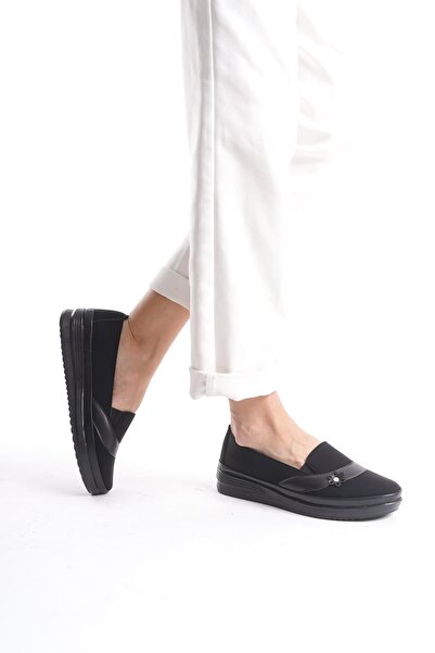 CZ London Kadın Günlük Rahat Taban Düz Ayakkabı Scuba Kumaş Comfort Ayakkabı