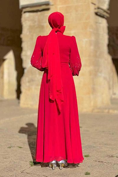 Bym Fashion Red 7022 Model Evening Dress