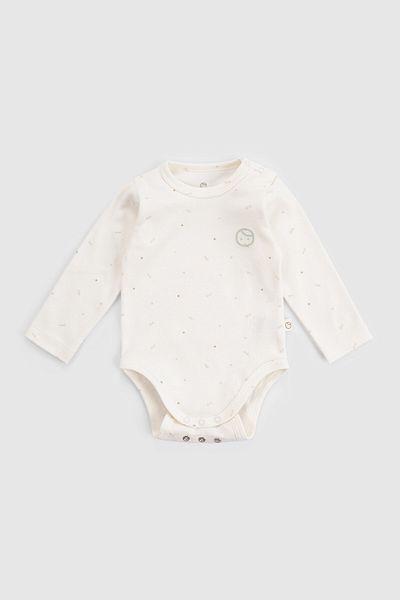 Little Gusto Ecru Color 2-Piece Long Sleeve Organic Cotton Bodysuit Twig Set