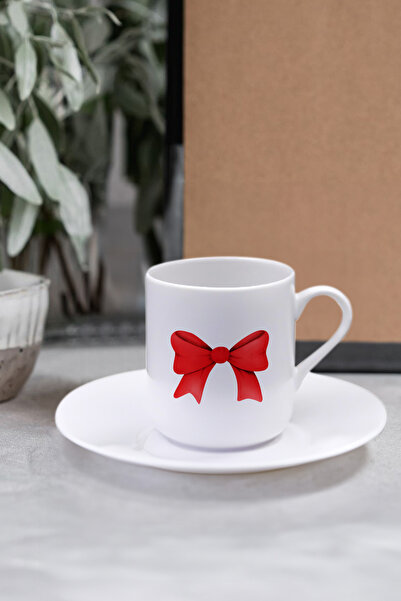 Trendmiya Cana de cafea cu design cu panglică roșie