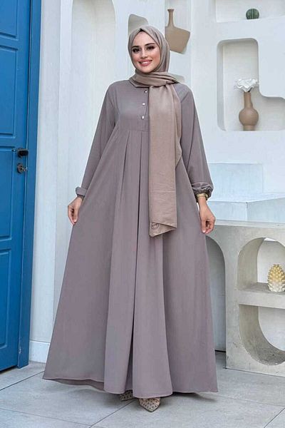 Bym Fashion Φόρεμα Mink 6028 - Λεπτομέρεια με κουμπί