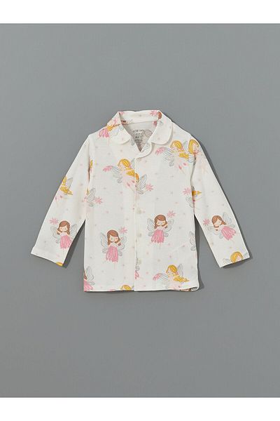 LC Waikiki Shirt Collar Printed Baby Girl Pajama Set