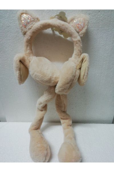 İLHANLAR Plush Earmuff Beanie Hat with Lightless Moving Sound and Playful Ears 6~14 Years