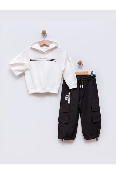 tipycix kids wear Two Strings Sweatshirt Soft Fabric Cargo Pants 2'Li Boy Set