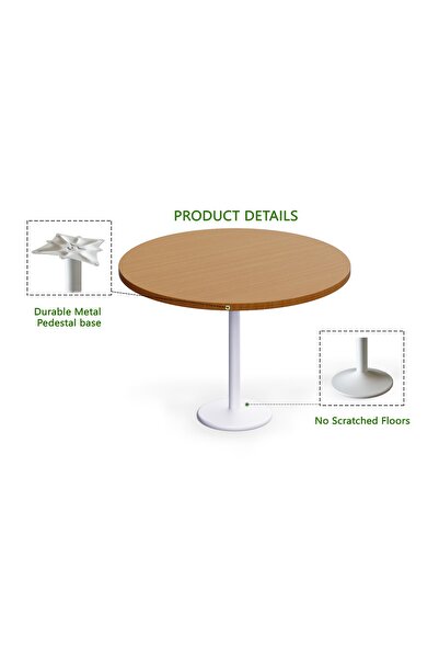 Mahmayi Round Pantry Table, Simple Modern Design Coffee Task for Home Office, (120 cm Dia, Light Walnut)
