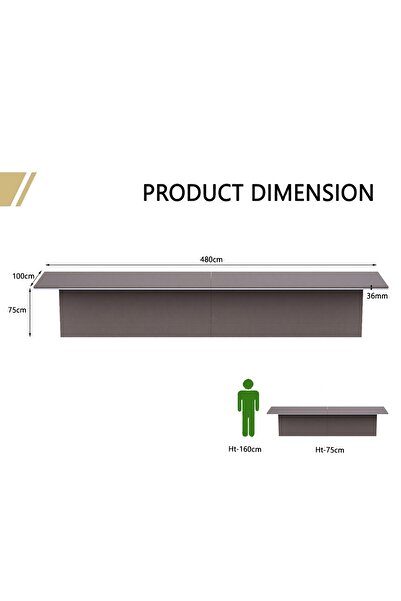 Mahmayi Modern Conference Table, Conference Meeting Table, Conference Room Table - Anthracite Linen, 480CM