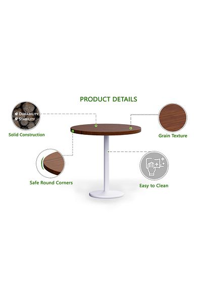 Mahmayi Round Pantry Table, Simple Modern Design Coffee Task for Home Office, (80 cm Dia, Dark Walnut)