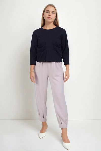 Vitrin Short Sleeve Modal Blouse with Gathered Front Detail