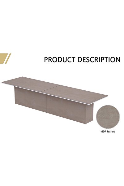 Mahmayi Modern Conference Table, Office Meeting Table, Conference Meeting Room Table - Light Concrete, 480CM