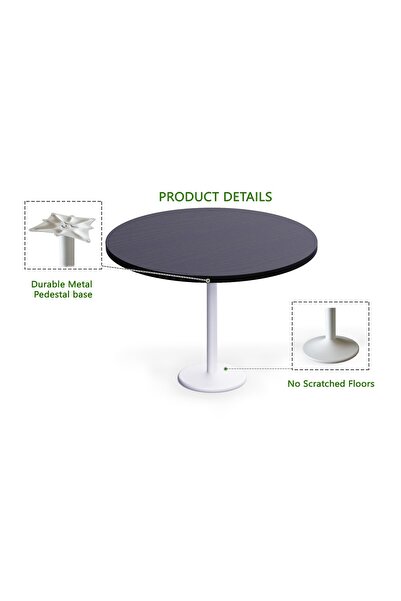 Mahmayi Round Pantry Table, Simple Modern Design Coffee Task for Home Office, (120 cm Dia, Black)