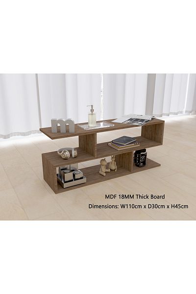 Mahmayi Modern TV Stand and Coffee Table with 2 Tier Storage Shelf, Monitor Stand for Home-TRUFFLE DAVOS OAK