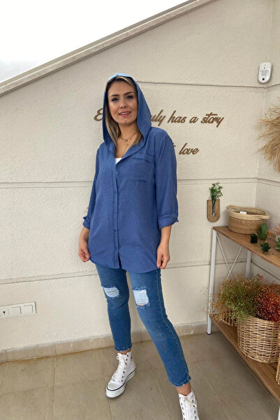 Aychayla Mavi Beden Yırtık Detaylı Mom Jean