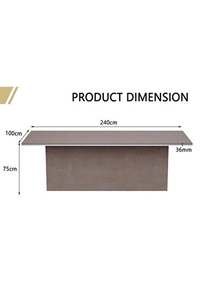 Mahmayi Simplistic Conference Meeting Table for Office, Meeting, Conference Room-Light Concrete, 240CM
