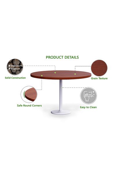Mahmayi Round Pantry Table, Simple Modern Design Coffee Task for Home Office, (120 cm Dia, Apple Cherry)