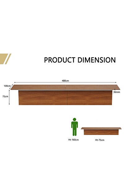 Mahmayi Ultra-Crafted Conference Table for Office, Meeting, Conference Room-Natural Dijon Walnut, 480CM