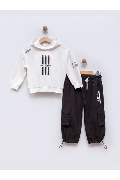 tipycix kids wear Two Strings Sweatshirt Soft Fabric Cargo Pants 2'Li Boy Set