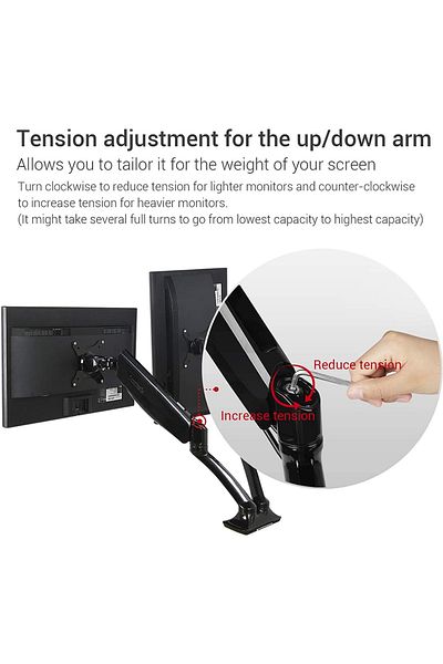 Mahmayi Black VNDLB502D Modern Dual Monitor Support Arm Adjustable for Monitor, TV, PC (71x24x15cm)