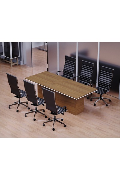 Mahmayi Stylish Conference Meeting Table, Office Table, Conference Room Table-Natural Dijon Walnut, 240CM