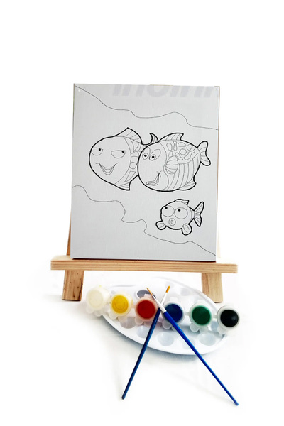 letgotoys Çocuk Ressam Seti - 20 x 30 cm Ön çizimli Tuval, 2 Adet Fırça, Pale...