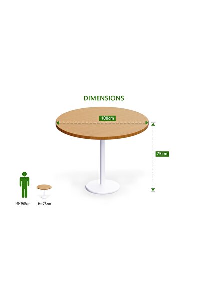 Mahmayi Round Pantry Table, Simple Modern Design Coffee Task for Home Office, (100 cm Dia, Light Walnut)