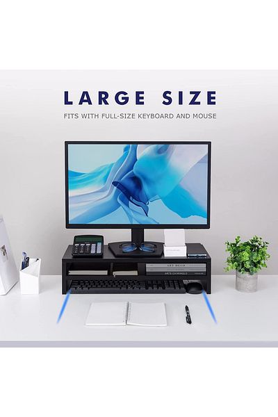 Mahmayi BEYGORM Monitor Stand Riser, 2 Tiers Screen Stand for Laptop, 21.6L x 7.8" W x 5.2" H (Black)