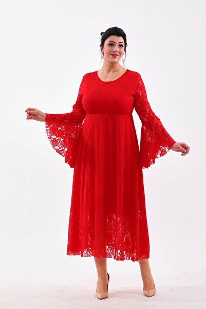 IŞILTI Dantela decolteu cu maneca Valon Rochie SBiyie Marime Plus 3103 - Roch...