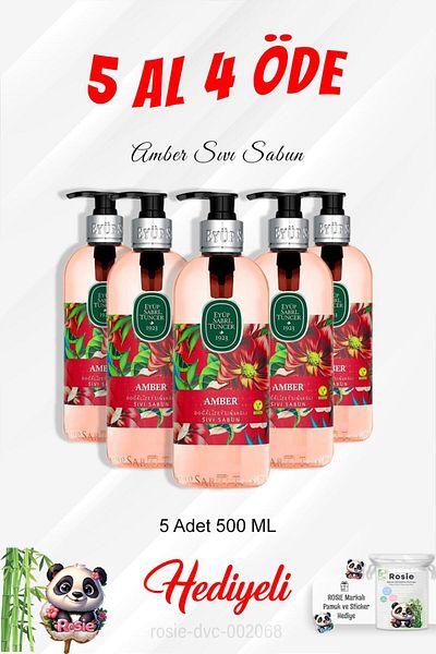 Eyüp Sabri Tuncer Amber 500 ml Liquid Soap - Buy 5 Pay 4 and Rosie Cotton