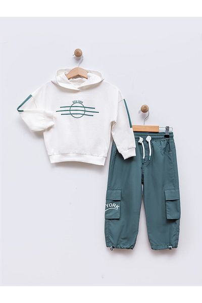 tipycix kids wear Two Strings Sweatshirt Soft Fabric Cargo Pants 2'Li Boy Set