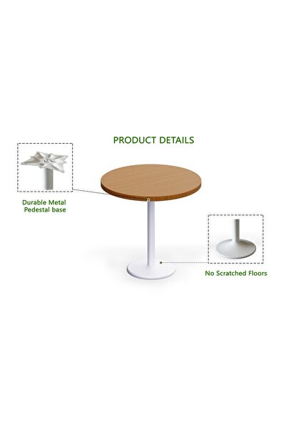Mahmayi Round Pantry Table, Simple Modern Design Coffee Task for Home Office, (80 cm Dia, Light Walnut)