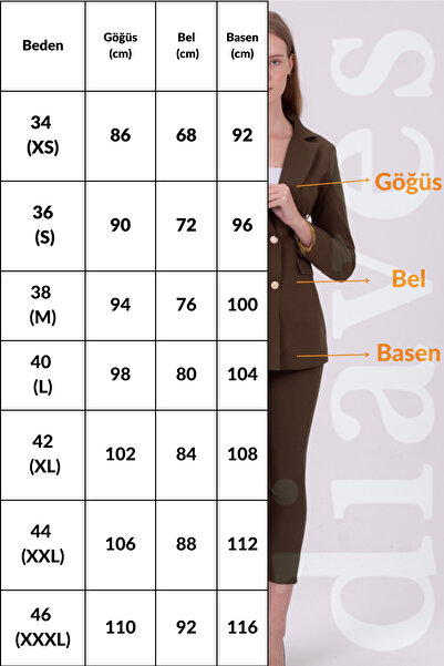 diaves Beyaz Katlamalı Kol Detay Blazer Ceket ve Havuç Kesim Pantolon  Dokuma Kumaş Takım Elbise