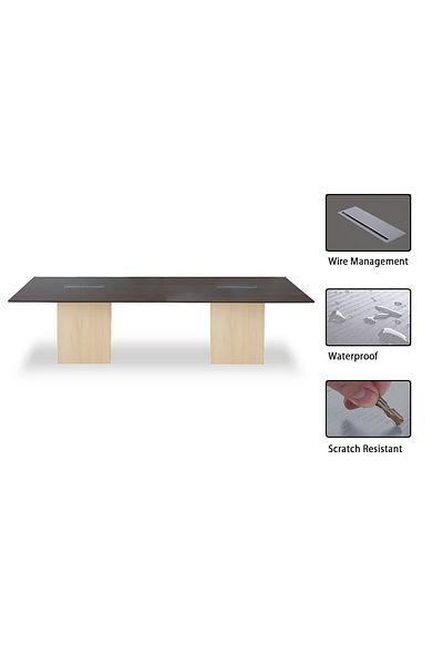 Mahmayi Projekt 7 Rec 240 8 Seater Square Modular Conference Table Walnut